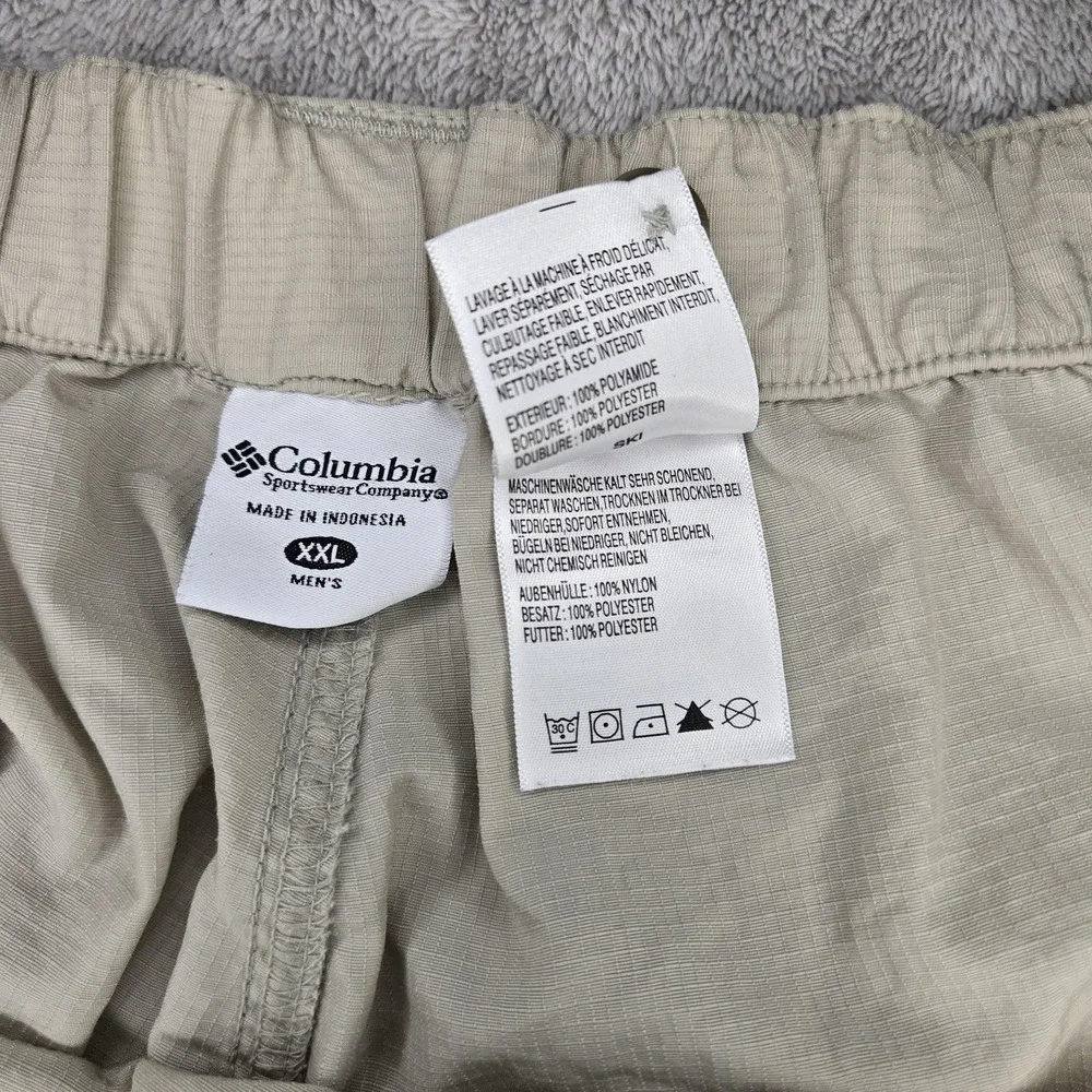 Columbia PFG Cargo Shorts Mens 2XL Beige Nylon Elastic Waist Fishing Hiking
